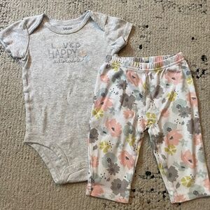 Carter’s girls size 6 months onesie and pant set floral loved happy adorable